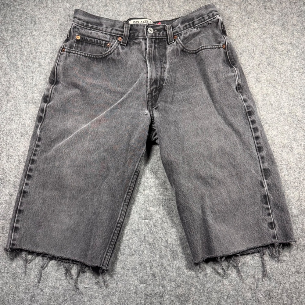 Levis 550 Relaxed Fit Denim Shorts Mens‎ 32 Faded Black Cut Off Jean Shorts